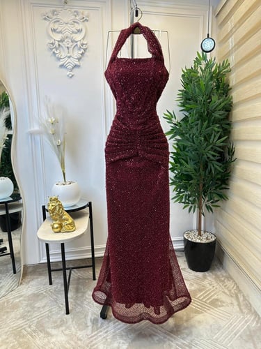 فستان سهره عنابي