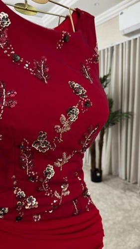 فستان سهره عنابي