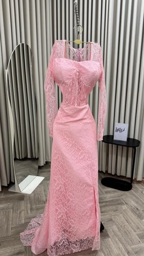 فستان سهره دانتيل وردي