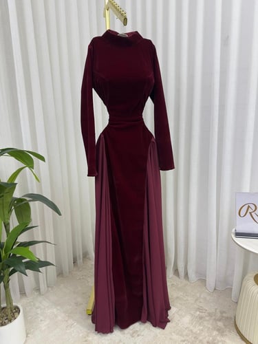 فستان سهره عنابي