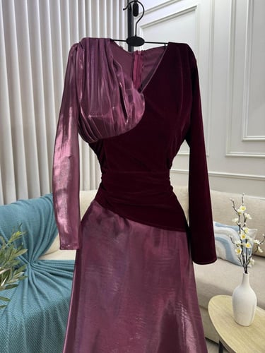 فستان سهره عنابي