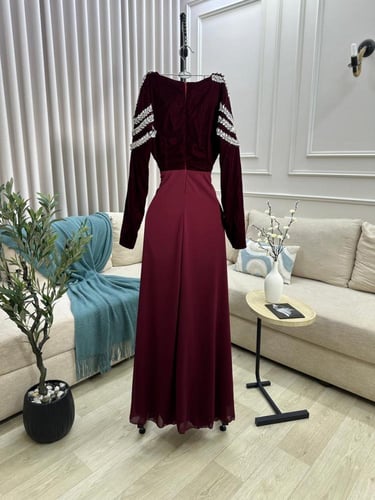 فستان سهره عنابي