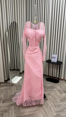 فستان سهره دانتيل وردي