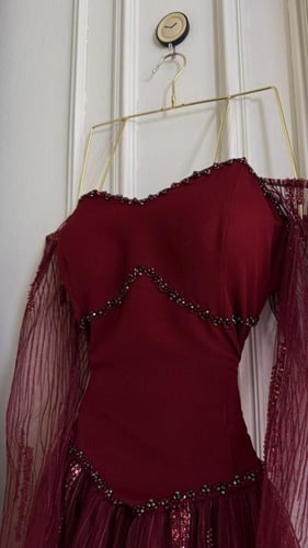 فستان سهره عنابي