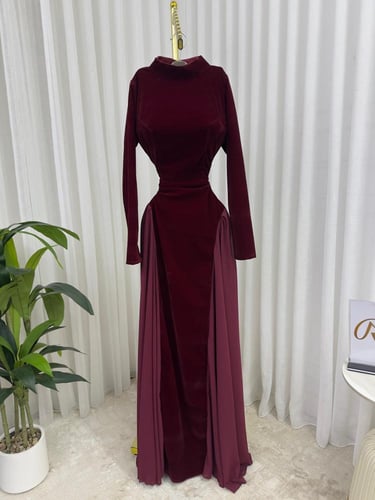 فستان سهره عنابي