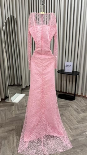 فستان سهره دانتيل وردي