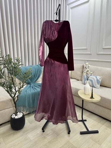 فستان سهره عنابي