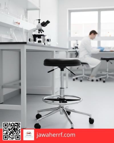 كرسي مختبر جلد أسود أو أزرق
