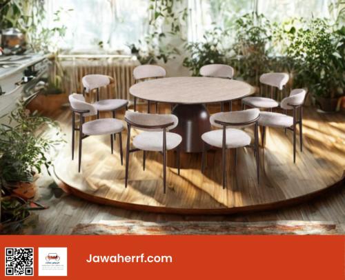 طاولة طعام سيراميك8 كرسي لون بيج او لون أبيض مقاس...