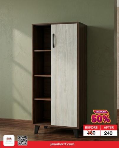 دولاب كتب مقاس (60*30*130)سم لون بني او الجوزي