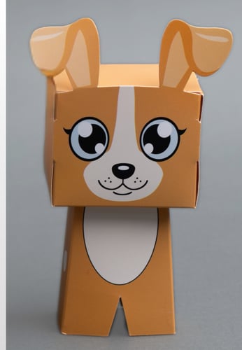 علبة كرتونية بتصميم الكلب اللطيف