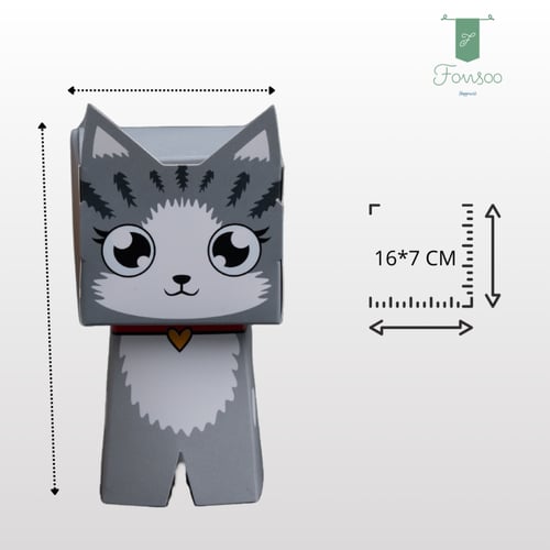 علبة كرتونية بتصميم قطة