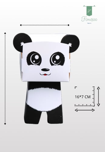 علبة كرتونية بتصميم دب الباندا