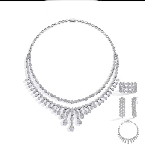 A luxurious set of sterling silver encrusted with...