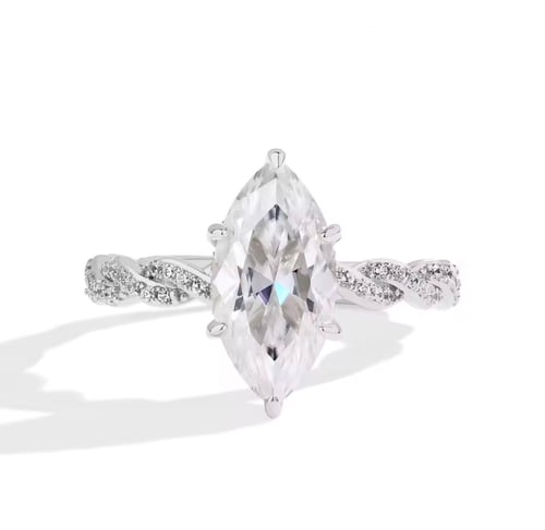 The Marquis ring set with diamond moissanite