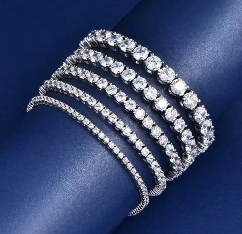 Tennis bracelet made of sterling silver, set with...
