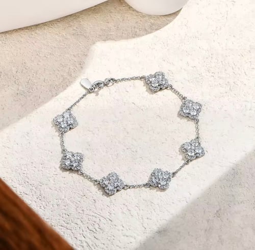 Luxury flower of luck bracelet made of sterling si...