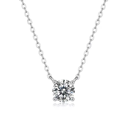 A necklace of sterling silver and moissanite diamo...