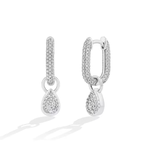 Elegant hoop earrings encrusted with moissanite diamonds