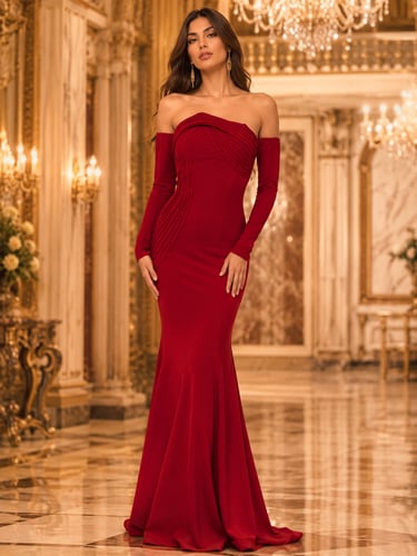 Evening dress with large sleeves
