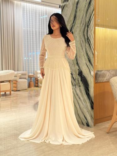 Evening dress with a lilac insert