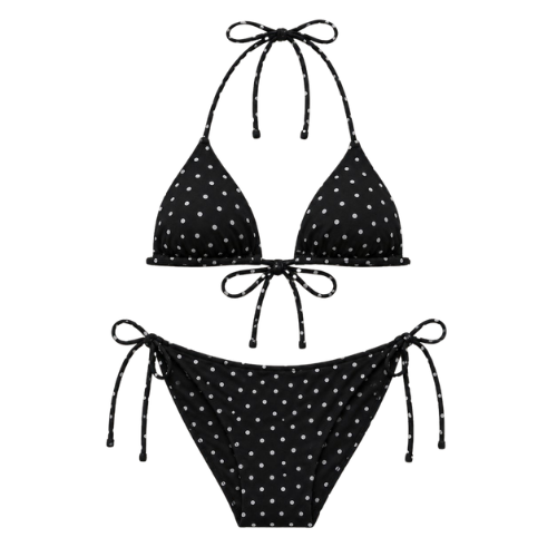 Elegant black polka dot bikini