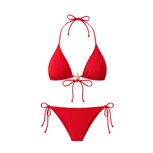 Red Starfish Detail Bikini Set