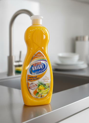 Dishwashing liquid scented with tropical fruit fra...
