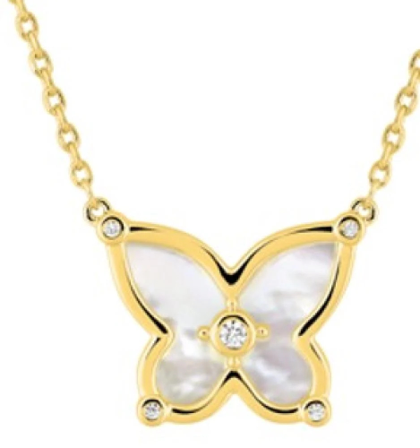 Gold-plated necklace with shell and zircon from Fontenay
