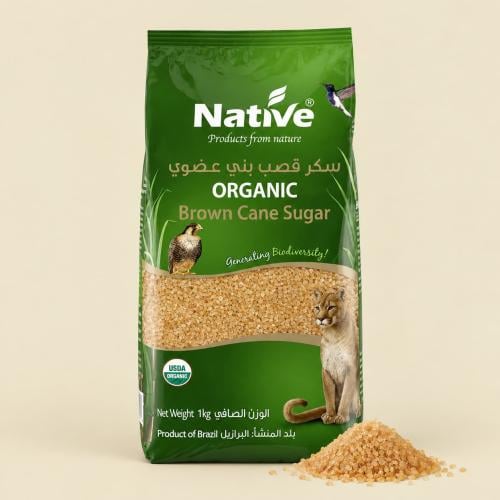 سكر قصب بني عضوي Native 1 كيلو