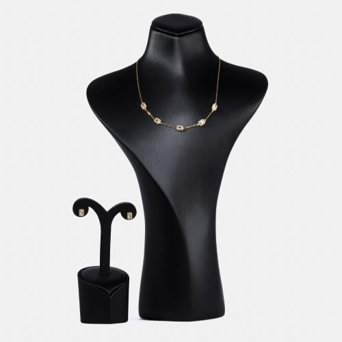 طقم سلسال وحلق بلون ذهبي