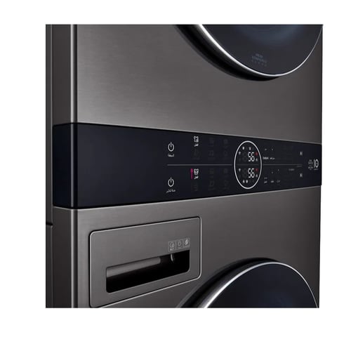 إل جي غسالة ونشافة دورين ، وحدة واحدة مع لوحة تحكم...