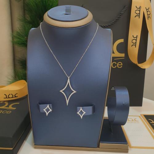 طقم اكسسوار (غويشة) نجم سهيل مفرغ فضي زركون