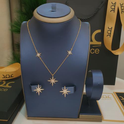 طقم اكسسوار نجمة الشمال زركون ذهبي
