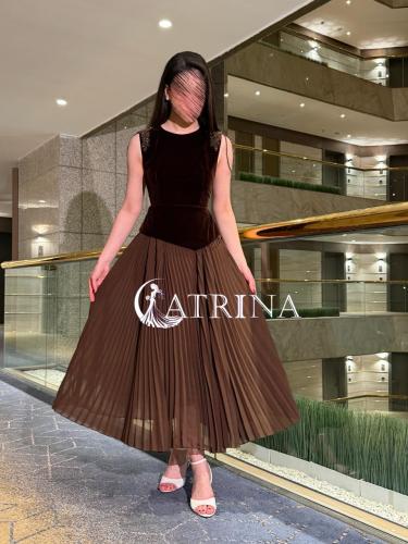 فستان سهرة ناعم بلون موكا