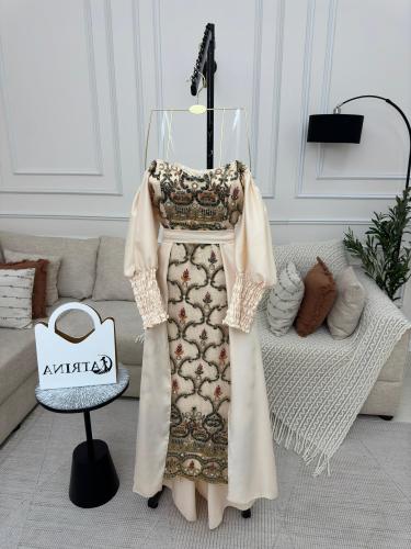 جلابية غمره مطرز كمبيوتر لون بيج ..