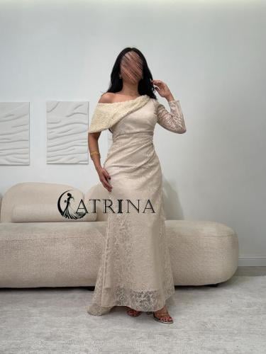 فستان سهرة دانتيل بكتف واحد