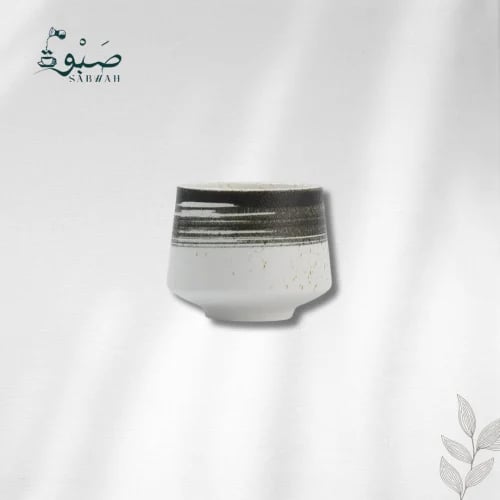 كوب سيراميك أبيض بخطوط خضراء 180 مل