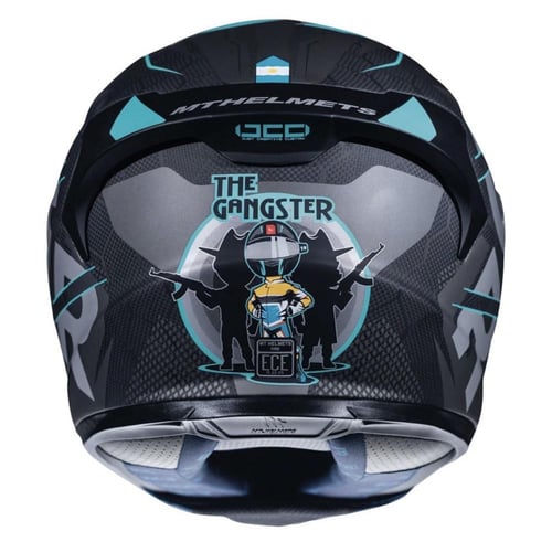 خوذة MT فل فيس اسمنتي وفيروزي كاربون