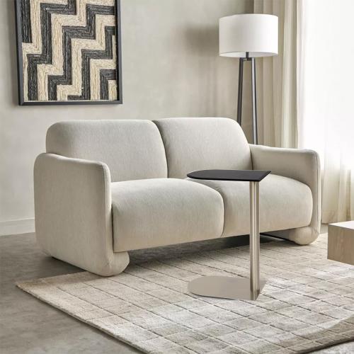 طاولة خدمه فضي قاعدة حديد فضي سطح زجاجي أسود