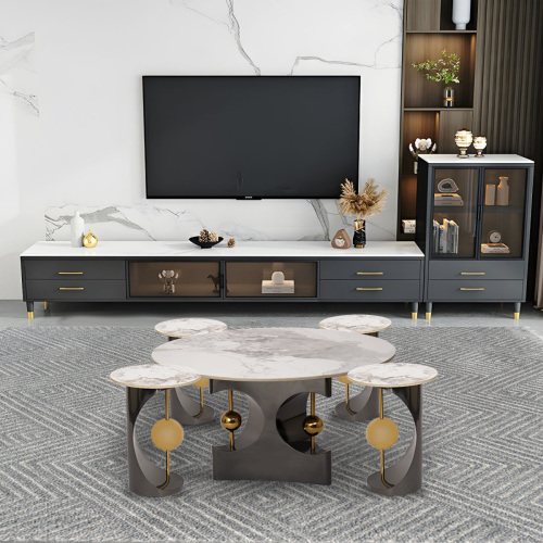 طقم طاولات سيراميك وسط 4+1