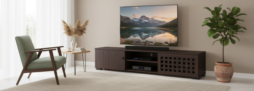 طاولة تلفزيون أريكه ذات بابين، حامل تلفزيون من خشب...