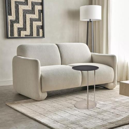 طاولة خدمه زجاج فضي قاعدة حديد أبيض