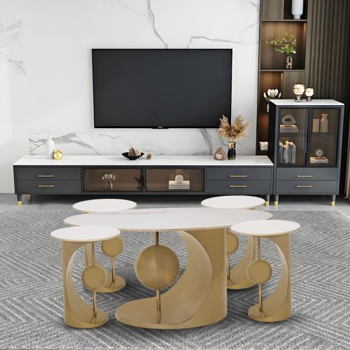 طقم طاولات سيراميك وسط 4+1