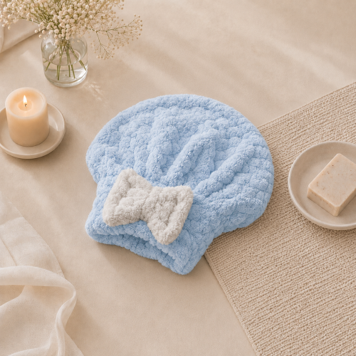 Cloudy hair hat (blue with gray bow) from Robchi