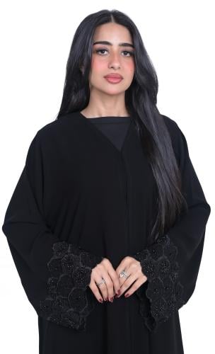 عباية ناعمة بتطريز جميل على الأكمام 1218001