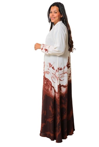 عباية لف ليينن مموج بلون العودي 1167020