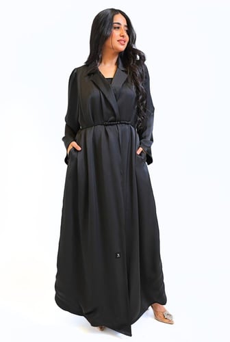 عباية ياقة ربطة في الخصر 503301