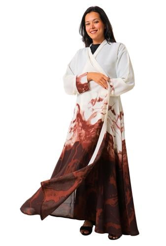 عباية لف ليينن مموج بلون العودي 1167020