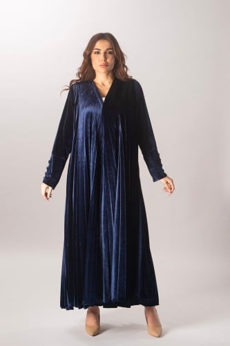 عباية مخمل كلوش بلون كحلي 1102118